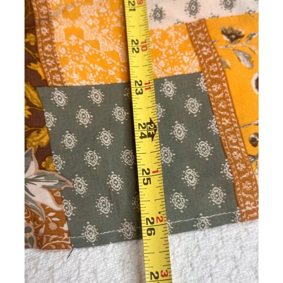 Patchwork Print Button Down Top Women Bubble Style Ruffles Trim HiLo Hem 18 XL - Picture 10 of 13